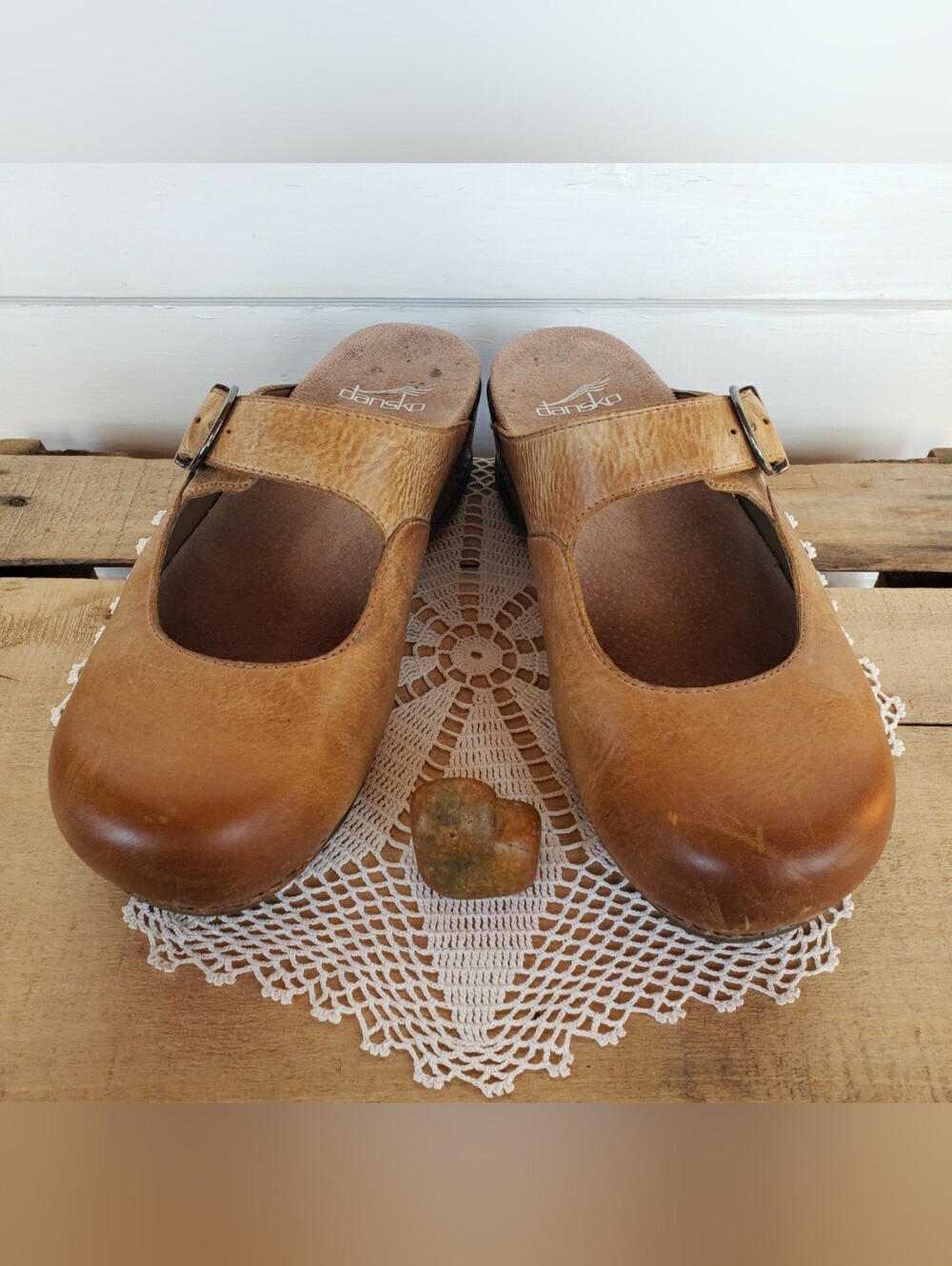 Dansko Honey Clogs Martina MaryJane Burnished Strap Buckle Slides Boho Prairie ♡ - Picture 2 of 12